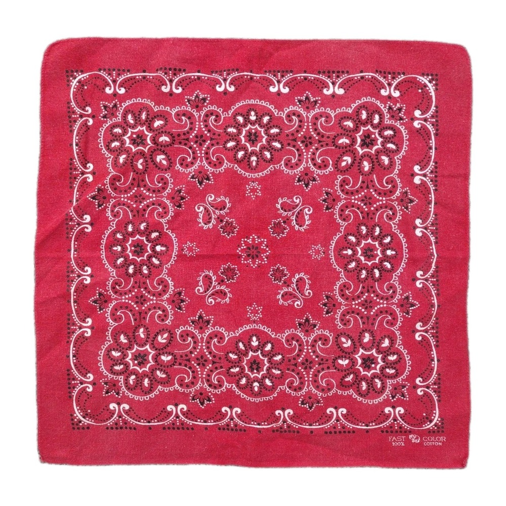Vtg 50s 60s Elephant Trunk Up Bandana Indigo Red Selvedge Cotton Workwear # 1847